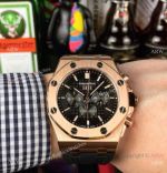 Fake Audemars Piguet Royal Oak Automatic Watch Rose Gold Black Dial